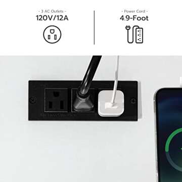 HOOBRO Kitchen Island with Power Outlet, Kitchen Storage Island with Spice Rack and Drawer, Rolling Kitchen Cart on Wheels, for Home, Kitchen and Dining Room, White WT82UZD01G1