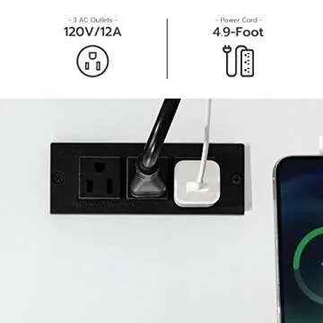 HOOBRO Kitchen Island with Power Outlet, Kitchen Storage Island with Spice Rack and Drawer, Rolling Kitchen Cart on Wheels, for Home, Kitchen and Dining Room, White WT82UZD01G1