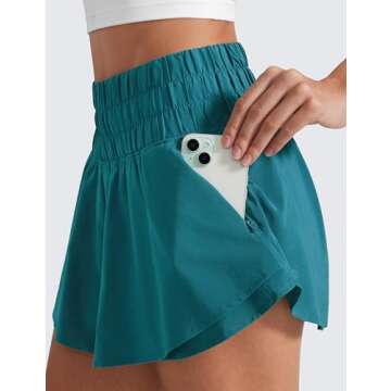 CRZ YOGA Women's High Waisted Athletic Shorts with Flowing Ruffle Skirt for Tennis