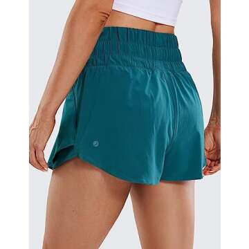 CRZ YOGA Women's High Waisted Athletic Shorts with Ruffle