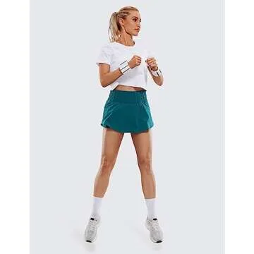 CRZ YOGA Women's High Waisted Athletic Shorts with Ruffle