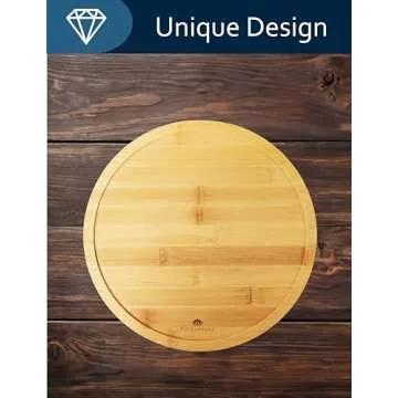 RoyalHouse Bamboo Round Cheese Board and 4 Knives Set with Slide-Out Cutlery Drawer - Charcuterie Boards Set - House Warming Gifts New Home, Wedding Gifts for Couple 2025, Bridal Shower Gifts