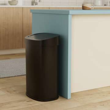 13 Gallon 50 Liter Garbage Can Kitchen Trash Can with Lid Automatic Sensor Touch Free Stainless Stee...