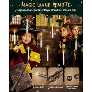 Magical Floating Candles with Wand for Festive Decor