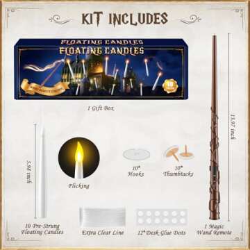 Magical Floating Candles with Wand for Festive Decor
