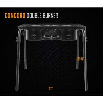 Concord Double Propane Burner, Outdoor 2 Burner Camping Stove for Cooking/Home Brewing/Making Sauce