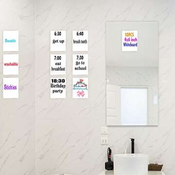 Dry Erase Sticky Notes 4x6 inch Reusable Self-Adhesive Removable Whiteboard Kitchen Refrigerator Not...