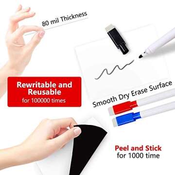 Bieco Dry Erase Sticky Notes - 4x6 Reusable Whiteboard Pads