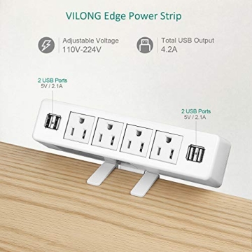 VILONG Desk Clamp Power Strip with USB for Efficient Charging