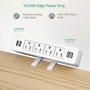VILONG Desk Clamp Power Strip with USB for Efficient Charging