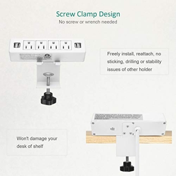 VILONG Desk Clamp Power Strip with USB for Efficient Charging