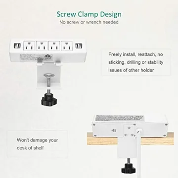 VILONG Desk Clamp Power Strip with USB for Efficient Charging