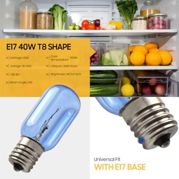 Seentech 40W T8 E17 Refrigerator Light Bulb - Pack 2