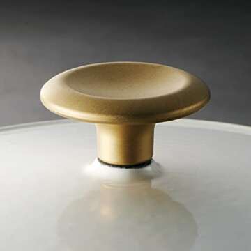 Tramontina Enameled Cast Iron Braiser Pan with Lid, 4-quart, Latte with Gold Knob