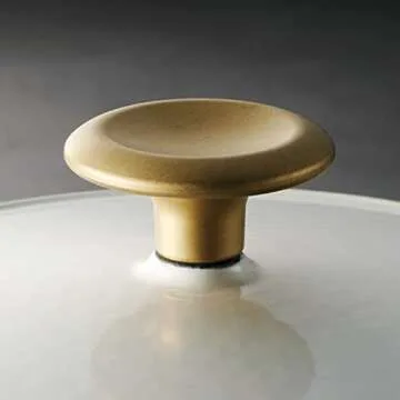 Tramontina Enameled Cast Iron Braiser Pan with Lid, 4-quart, Latte with Gold Knob