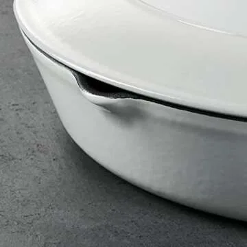 Tramontina Enameled Cast Iron Braiser Pan with Lid, 4-quart, Latte with Gold Knob