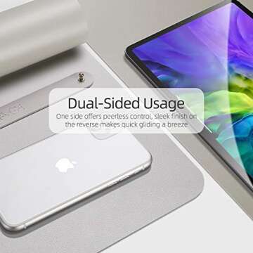 YSAGi Multifunctional Office Desk Pad, Ultra Thin Waterproof PU Leather Mouse Pad, Dual Use Desk Writing Mat for Office/Home (23.6" x 13.7", Grey)