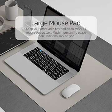 YSAGi Multifunctional Office Desk Pad, Ultra Thin Waterproof PU Leather Mouse Pad, Dual Use Desk Writing Mat for Office/Home (23.6" x 13.7", Grey)