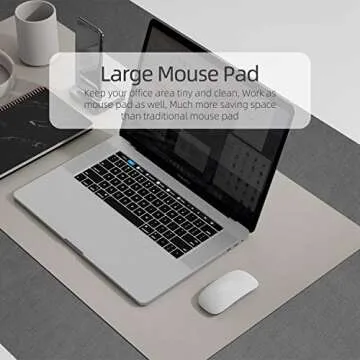 YSAGi Multifunctional Office Desk Pad, Ultra Thin Waterproof PU Leather Mouse Pad, Dual Use Desk Writing Mat for Office/Home (23.6" x 13.7", Grey)
