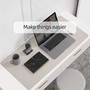 YSAGi Multifunctional Office Desk Pad, Ultra Thin Waterproof PU Leather Mouse Pad, Dual Use Desk Writing Mat for Office/Home (23.6" x 13.7", Grey)