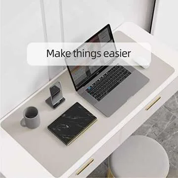 YSAGi Multifunctional Office Desk Pad, Ultra Thin Waterproof PU Leather Mouse Pad, Dual Use Desk Writing Mat for Office/Home (23.6" x 13.7", Grey)