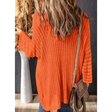 Dokotoo Womens Cardigan Sweaters Summer Lightweight Cardigan Dressy Crochet Womens 2025 Fashion Trendy Spring Vacation Beach Cruise Outfits for Women Resort Wear Clothes Clothing Orange