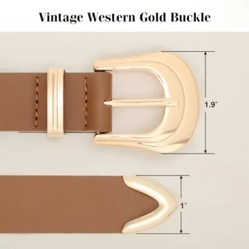 Stylish Women's Leather Belt with Western Buckle Design
