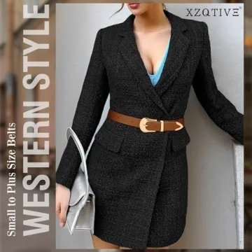 Stylish Women's Leather Belt with Western Buckle Design