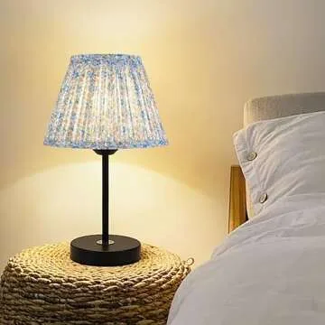 GOSO 5 * 9 * 6.4 IN Spider Pleated Lamp Shades Set of 2 Small, Art Deco Multi-Floral Lampshades for Table Lamps -Empire Lamp Shade Replacement,Barrel Shade No Assembly Required