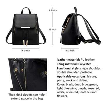Pahajim Women's Fashion Travel Backpack Mini Purses Bag - Chic & Versatile Black Rucksack