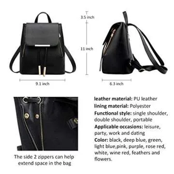 Pahajim Women's Fashion Travel Backpack Mini Purses Bag - Chic & Versatile Black Rucksack