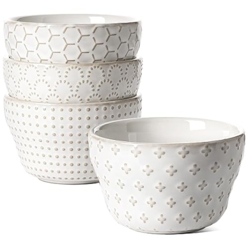 LE TAUCI 8oz Ceramic Dessert Bowls Set of 4 - Elegant & Durable