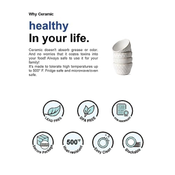 LE TAUCI 8oz Ceramic Dessert Bowls Set of 4 Arctic White