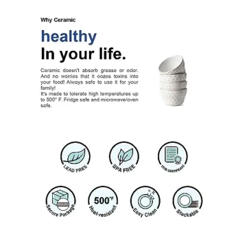 LE TAUCI 8oz Ceramic Dessert Bowls Set of 4 Arctic White