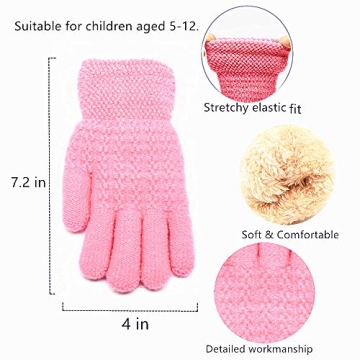 Kids Winter Gloves - Warm Cable Knit Mittens