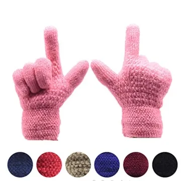 Kids Winter Gloves - Warm Cable Knit Mittens