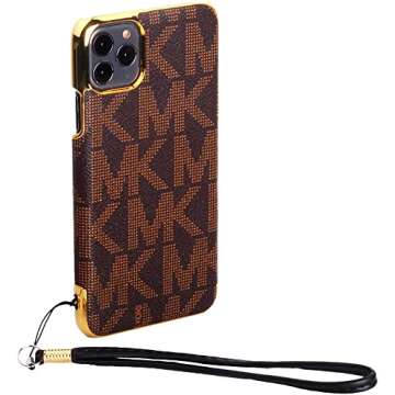 LBJ MAKY Luxury Designer Elegant iPhone 12 Pro Max case Cover for Women Girls Soft TPU Shockproof Protective Leather Phone case for iPhone 12Pro Max 6.7inch（Brown）