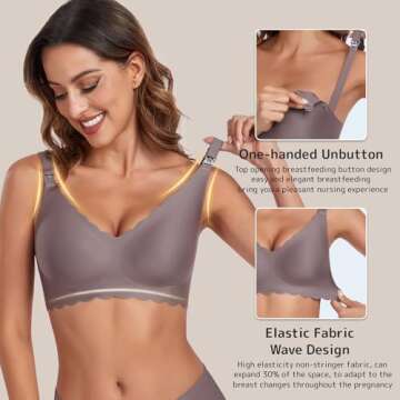Gailife 3 Pack Nursing Bras for Breastfeeding Seamless Wireless Maternity Bras for Pregnancy Soft Sleep Breastfeeding Bra-BKBGGR,L