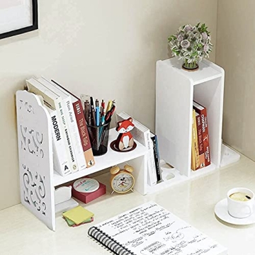 YGYQZ Small Adjustable Desktop Bookshelf for Organizing