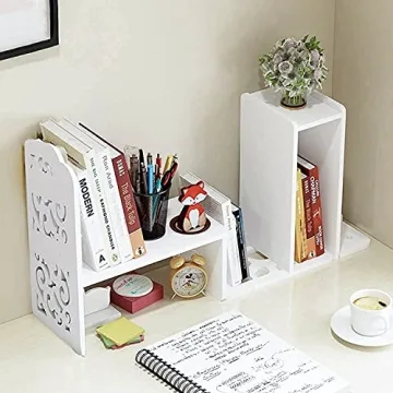 YGYQZ Small Adjustable Desktop Bookshelf for Organizing