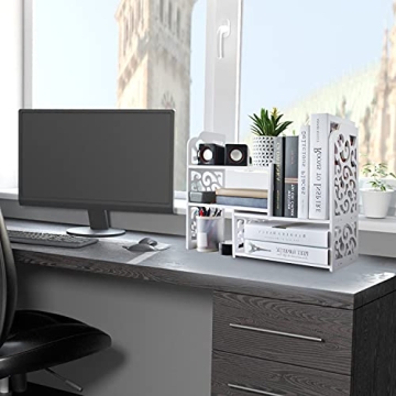 YGYQZ Small Adjustable Desktop Bookshelf for Organizing