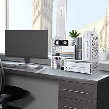 YGYQZ Small Adjustable Desktop Bookshelf for Organizing