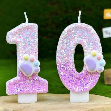 CasaPopz Dog Paw Birthday Number Candles for Cake Decoration