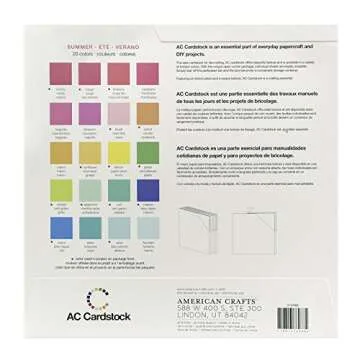 American Crafts 12x12 Card Stock Pack Summer - 60 Sheets of 20 Colors, Ideal for Crafting