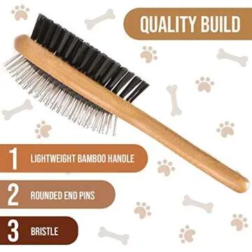 KylePet Dog Brush, Double Sided Pet Slicker Brush with Bamboo Handle for Dogs and Cats Long Hair Pets Grooming Comb for Removing Shedding, Tangles and Dead Undercoat