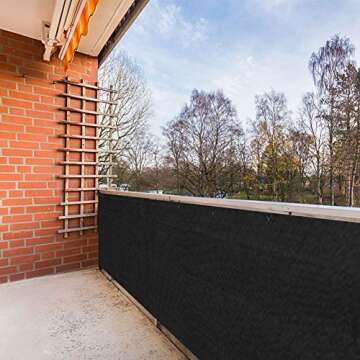 caiyuangg Balcony Privacy Screen Cover Balcony to Cover Sun Shade Balcony Shield Cover Mesh Fence Windscreen for Porch Deck Patio(3'x16.4') Black