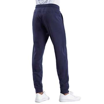 THE GYM PEOPLE Men's Fleece Joggers Pants with Deep Pockets Athletic Loose-fit Sweatpants for Workout, Running, Training (Large, Blue)