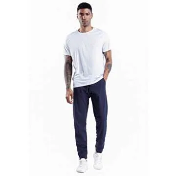 THE GYM PEOPLE Men's Fleece Joggers Pants with Deep Pockets Athletic Loose-fit Sweatpants for Workout, Running, Training (Large, Blue)