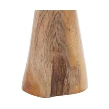 Deco 79 Teak Wood Mushroom Handmade Decorative Sculpture Live Edge Home Decor Statues with Natural Smooth Finish, Set of 3 Accent Figurines 16", 14", 12"H, Brown