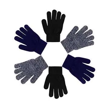 EBOOT Kids Gloves Full Fingers Knitted Gloves Warm Mitten Winter Favor for Little Boys and Girls(Color Set 15,1-4 Years Size,3 Pairs